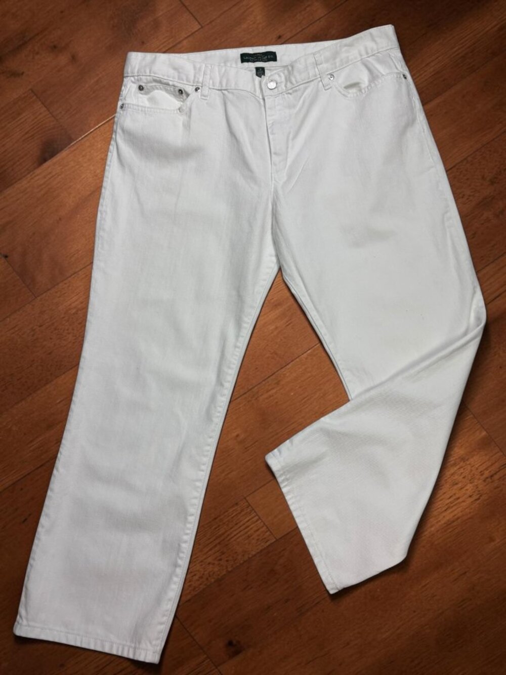 LRL Ralph Lauren Jeans Boyfriend White Hi Rise Straight Leg Denim